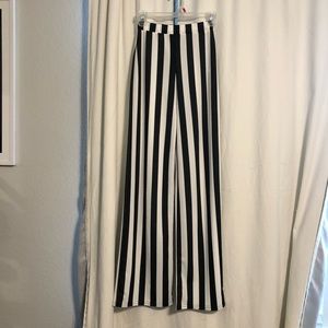 Black and white striped flare bottoms